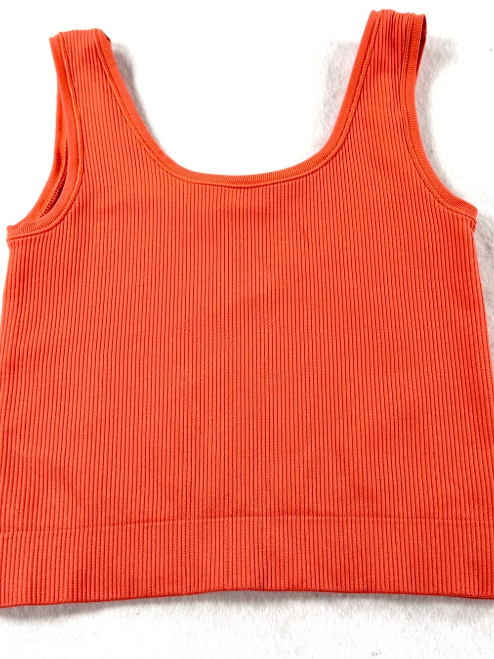 Athleta Girl Ribbed Seamless Crop Tank Top Coral Orange Kids Large 12